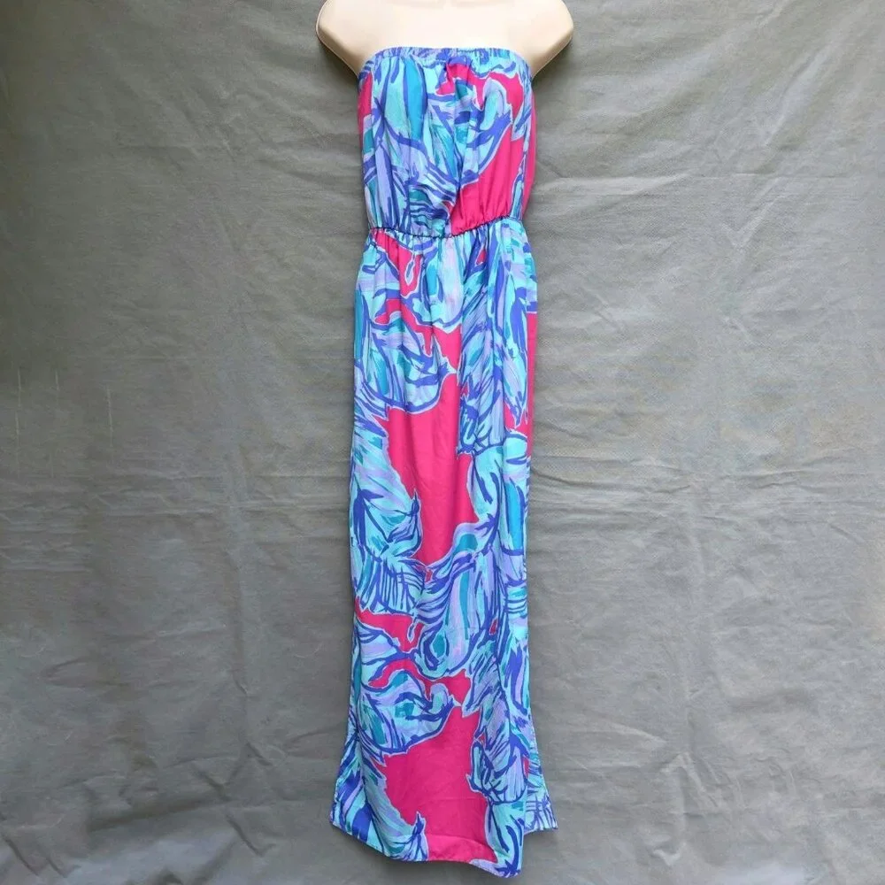 lilly pulitzer emmett maxi dress Lilly Pulitzer Emmett Knit Lace Long Strapless White Maxi Dress Beach Bride XS